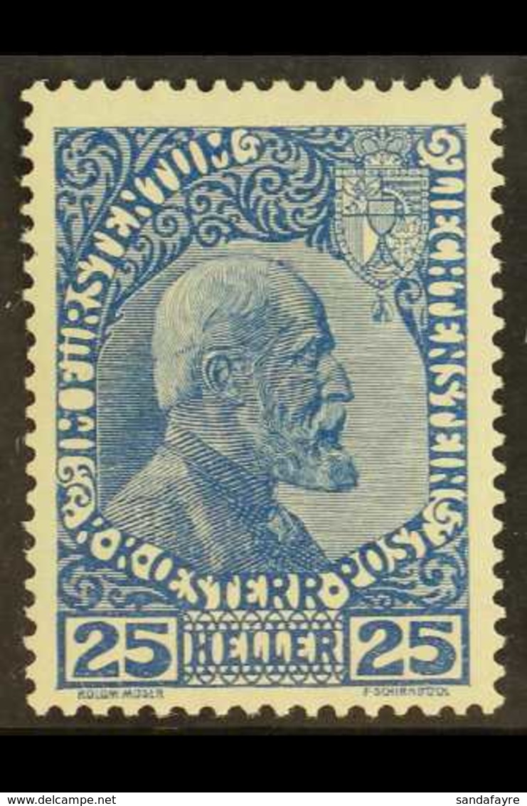 1915  25h Johann II Dark Cobalt On Normal Paper, Mi 3ya, Very Fine Lightly Hinged Mint. Cat €600 (£450) For More Images, - Autres & Non Classés