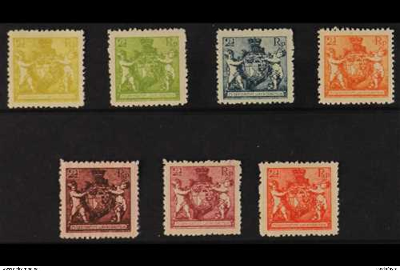 1921  2½r Arms All Different Perf 12½ COLOUR PROOFS Printed On Ungummed Paper In Various Colours, Very Fresh. (7 Proofs) - Andere & Zonder Classificatie