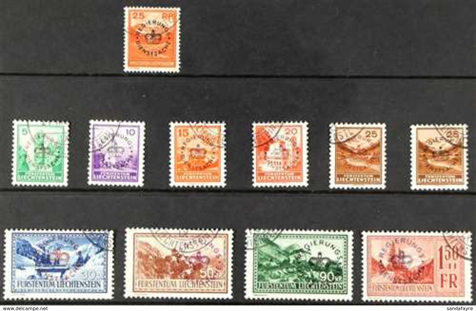 OFFICIALS  GOVERNMENT SERVICE. 1933-35 USED SELECTION Presented On A Stock Card That Includes The 1933 25rp Orange (Mi 9 - Autres & Non Classés