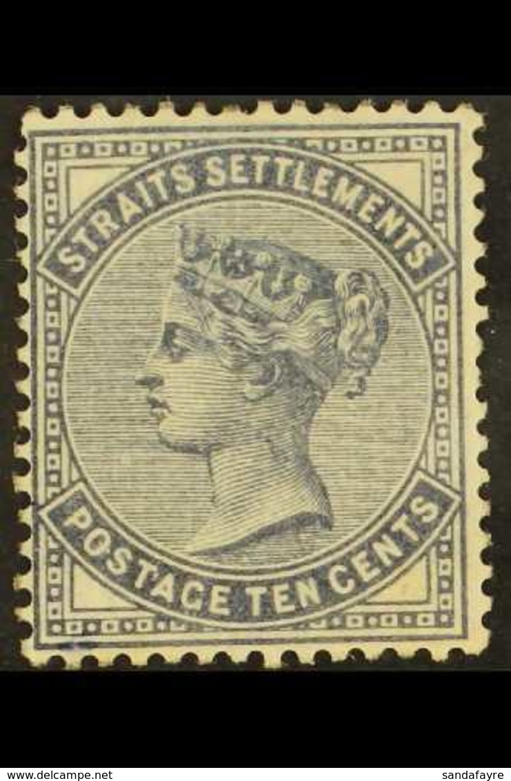1882  10c Slate, Wmk Crown CC, SG 49, Very Fine Mint, Part Og. For More Images, Please Visit Http://www.sandafayre.com/i - Straits Settlements