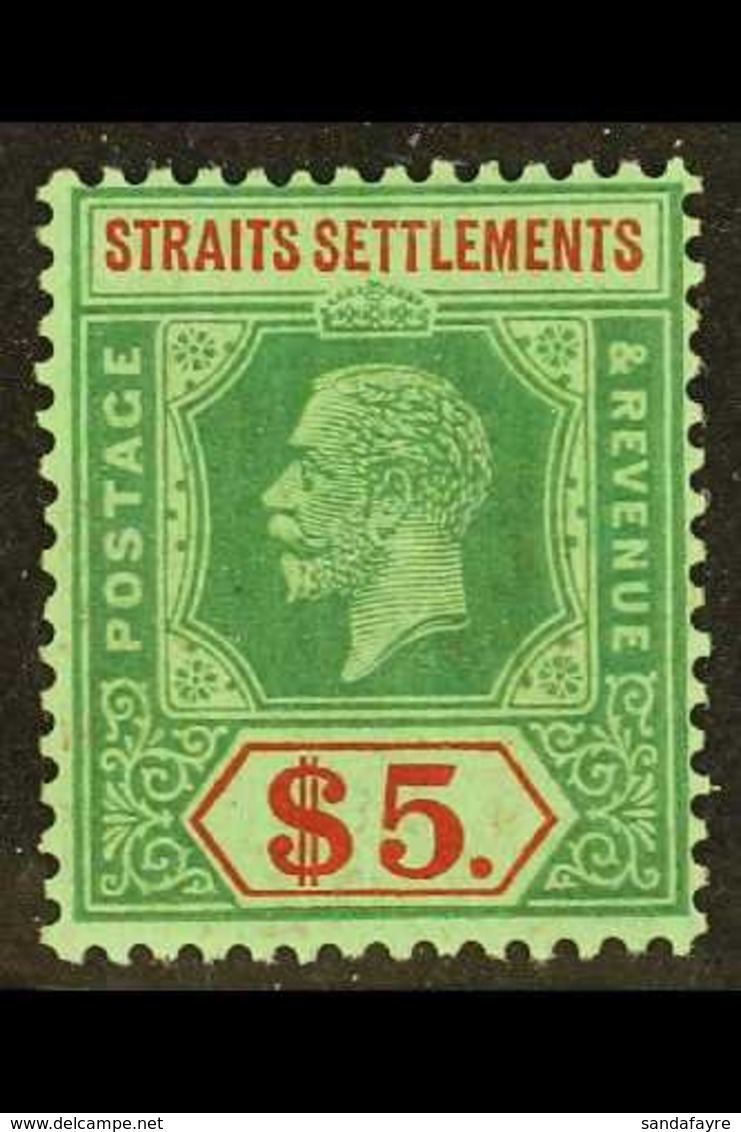 1921-33  (wmk Mult Script CA) $5 Green And Red/green, SG 240a, Very Fine Mint. For More Images, Please Visit Http://www. - Straits Settlements