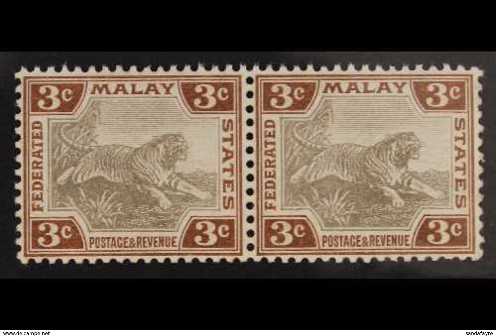 FEDERATED MALAY STATES  1904-22 3c Grey And Brown, SG 32, HORIZONTAL PAIR Very Fine NEVER HINGED MINT. For More Images,  - Autres & Non Classés
