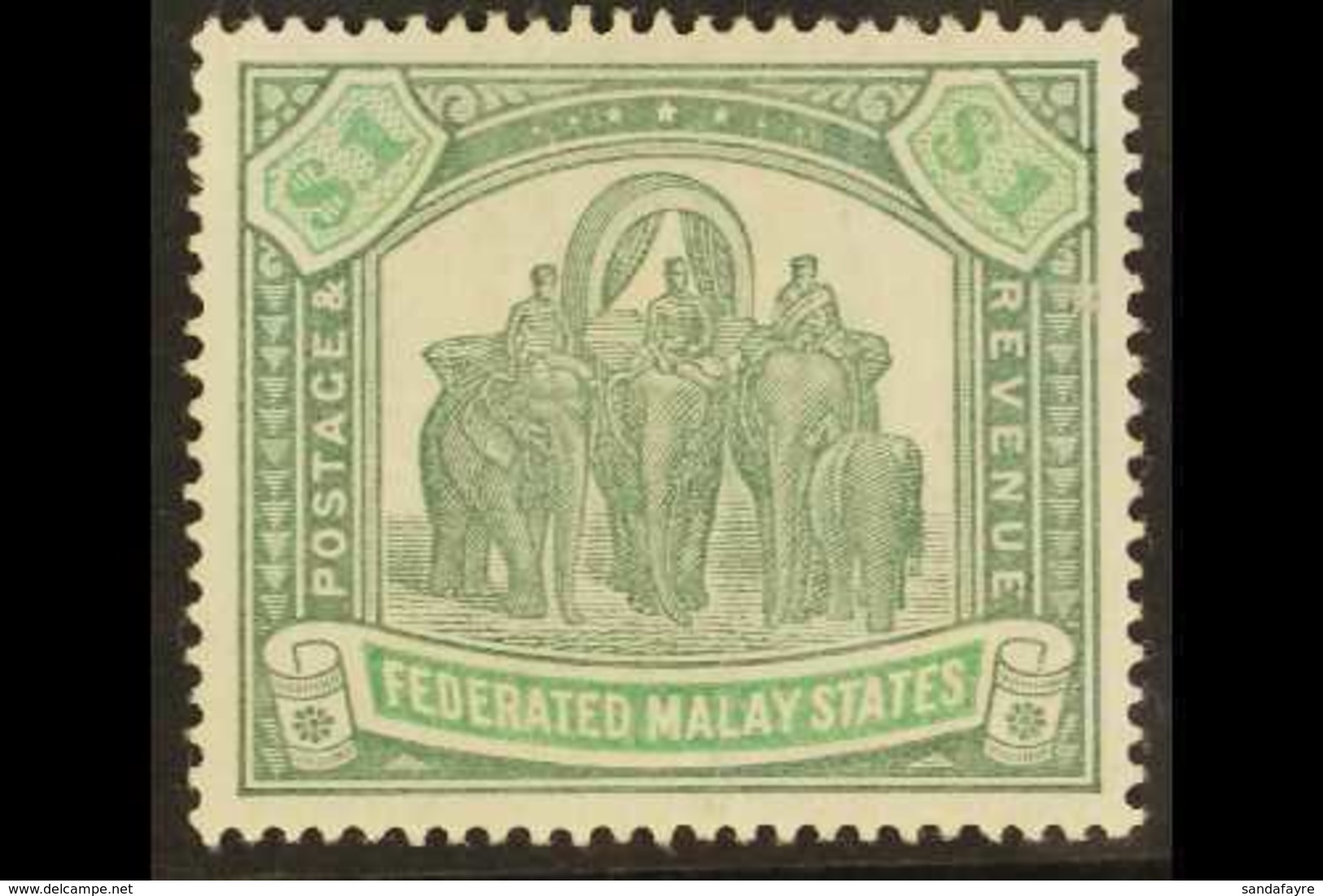 FEDERATED STATES  $1 Green And Pale Green, Wmk CC, "Elephants", SG 23, Very Fine Mint. For More Images, Please Visit Htt - Autres & Non Classés