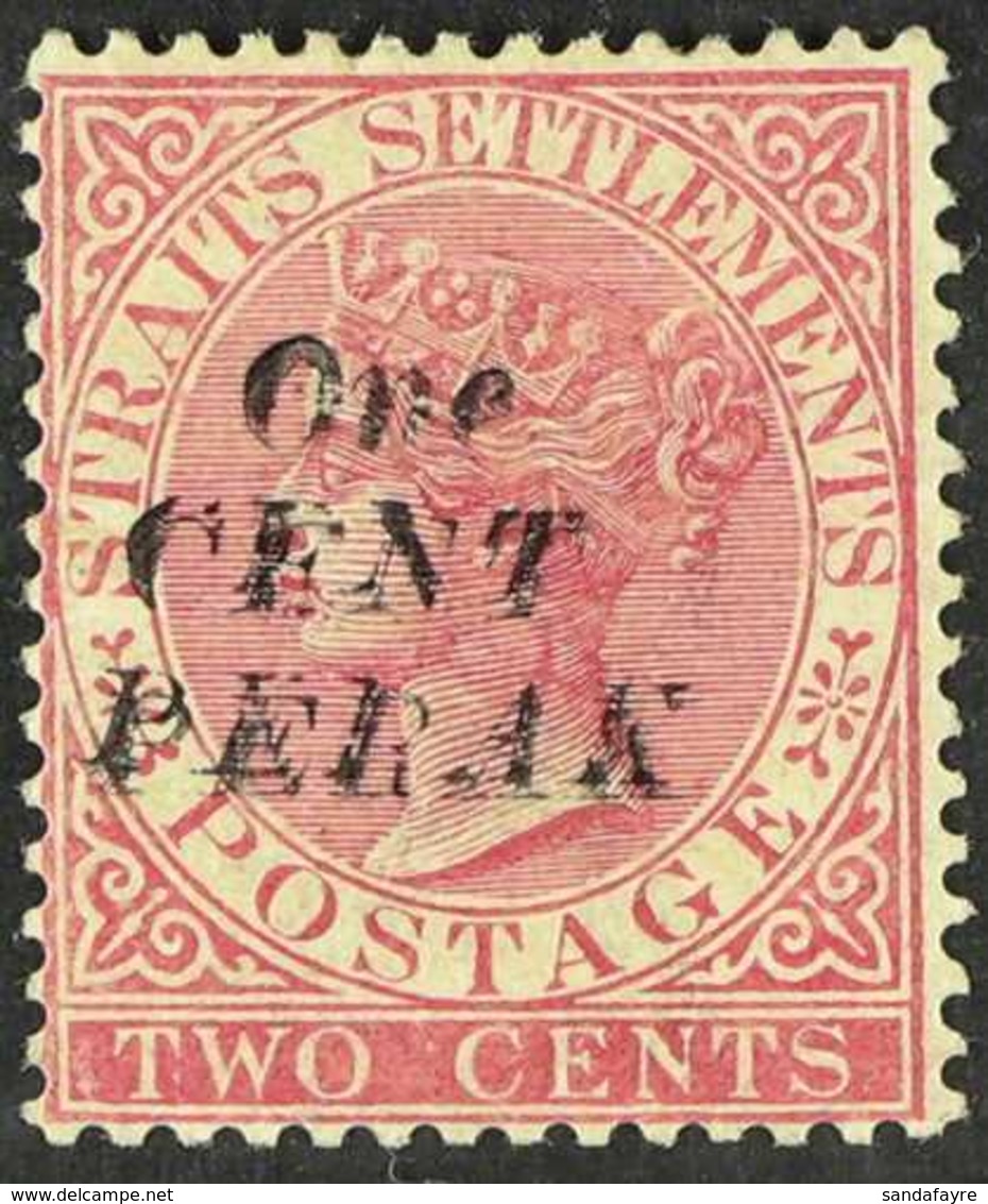 PERAK  1886 1c On 2c Pale Rose, Variety "SURCHARGE DOUBLE", SG 29b, Clear Doubling Of Each Line Of The Overprint, Very F - Andere & Zonder Classificatie
