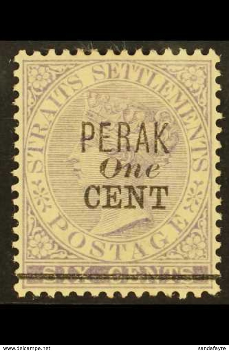 PERAK  1891 1c On 6c Lilac, SG 44, Very Fine Mint. For More Images, Please Visit Http://www.sandafayre.com/itemdetails.a - Autres & Non Classés