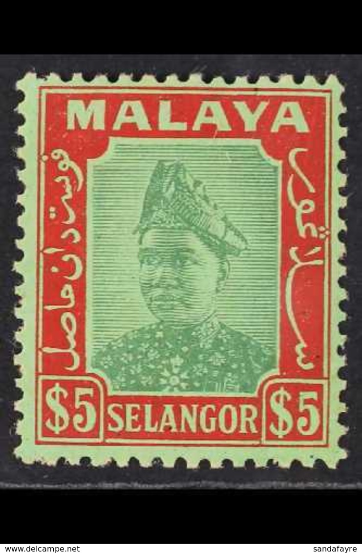 SELANGOR  1941 $5 Green And Scarlet, As SG 87, Unoverprinted Japanese Occupation Type (see After SG 87), Very Fine Mint. - Andere & Zonder Classificatie