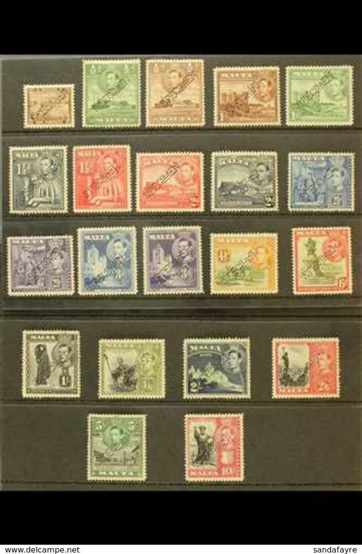 1938  Geo VI Set Complete, Perforated "Specimen", SG 217s/31s, Very Fine Mint Large Part Og. Rare Set. (21 Stamps) For M - Malta (...-1964)
