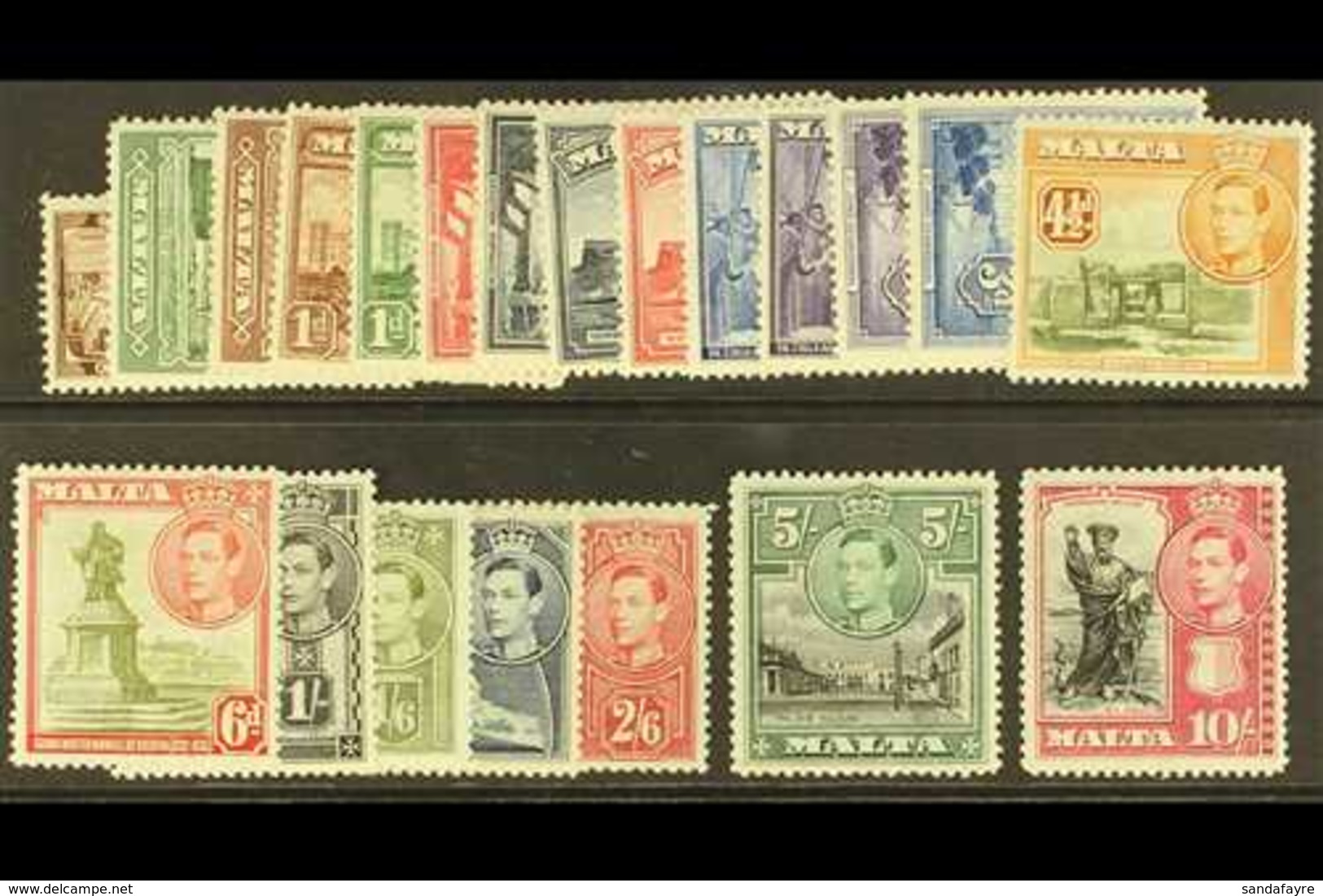 1938-43  Complete Definitive Set, SG 217/231, Never Hinged Mint. (21 Stamps) For More Images, Please Visit Http://www.sa - Malte (...-1964)