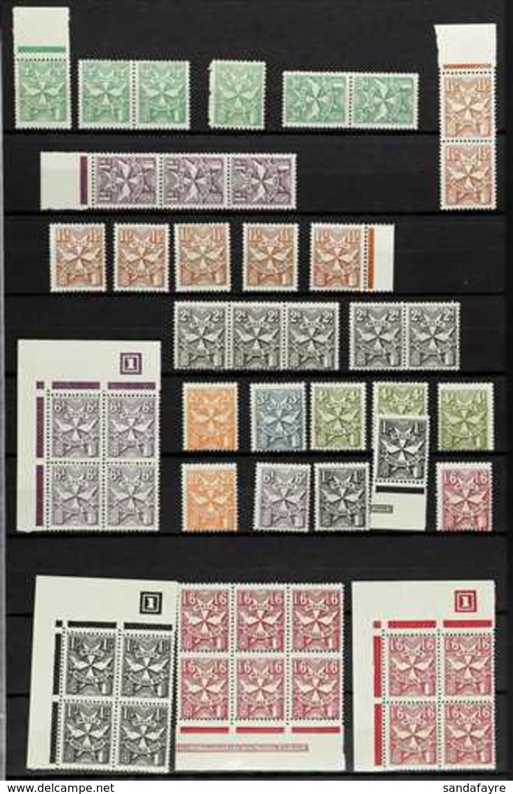 POSTAGE DUES  1925-1973 Never Hinged Mint Assembly On Stock Pages, Includes 1925 (wmk Script CA Type) Values To 1s6d, 19 - Malta (...-1964)