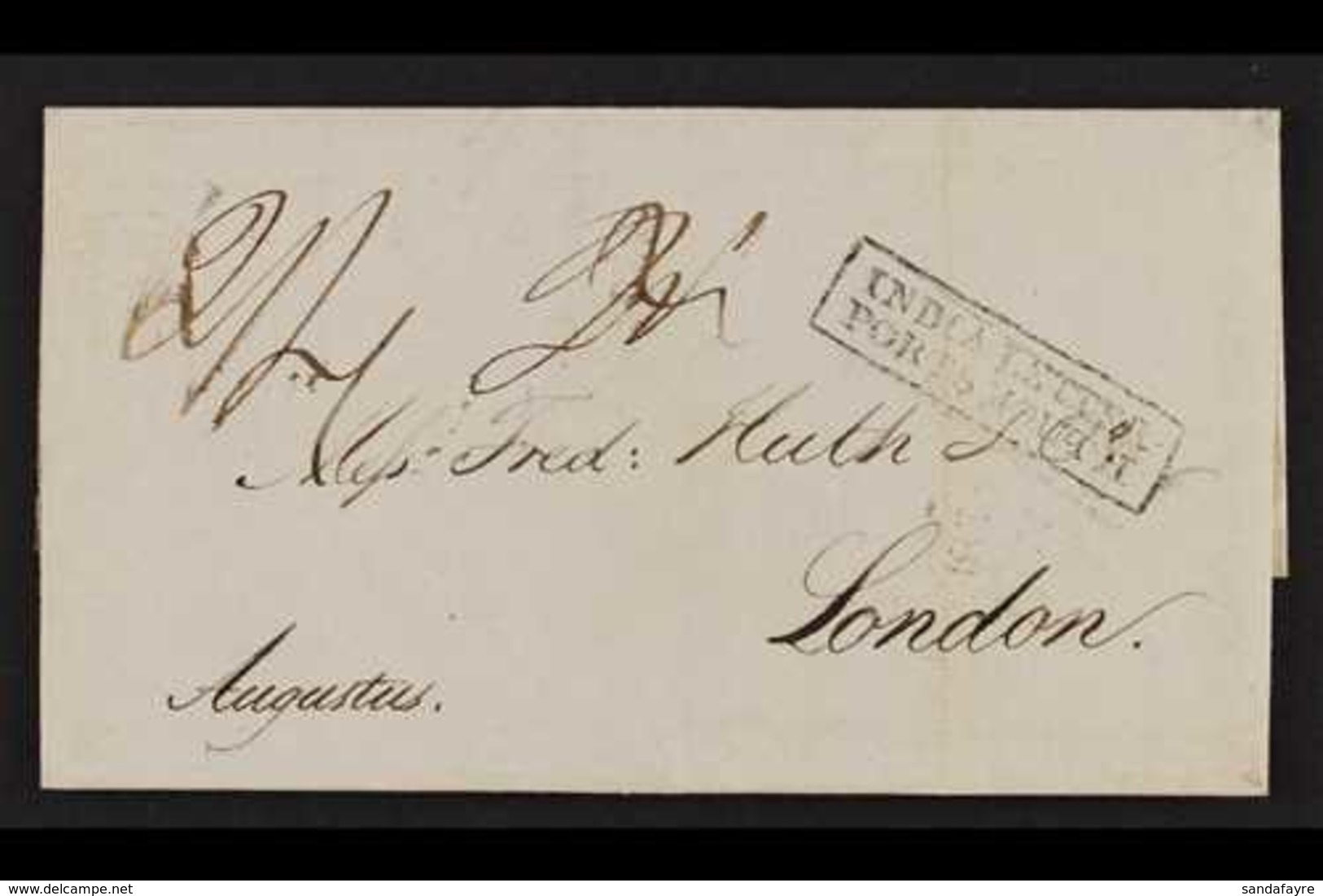1838  (October) Letter Written In French From Port Louis To Huth In London, Endorsed "AUGUSTUS", And Showing A Red Doubl - Maurice (...-1967)