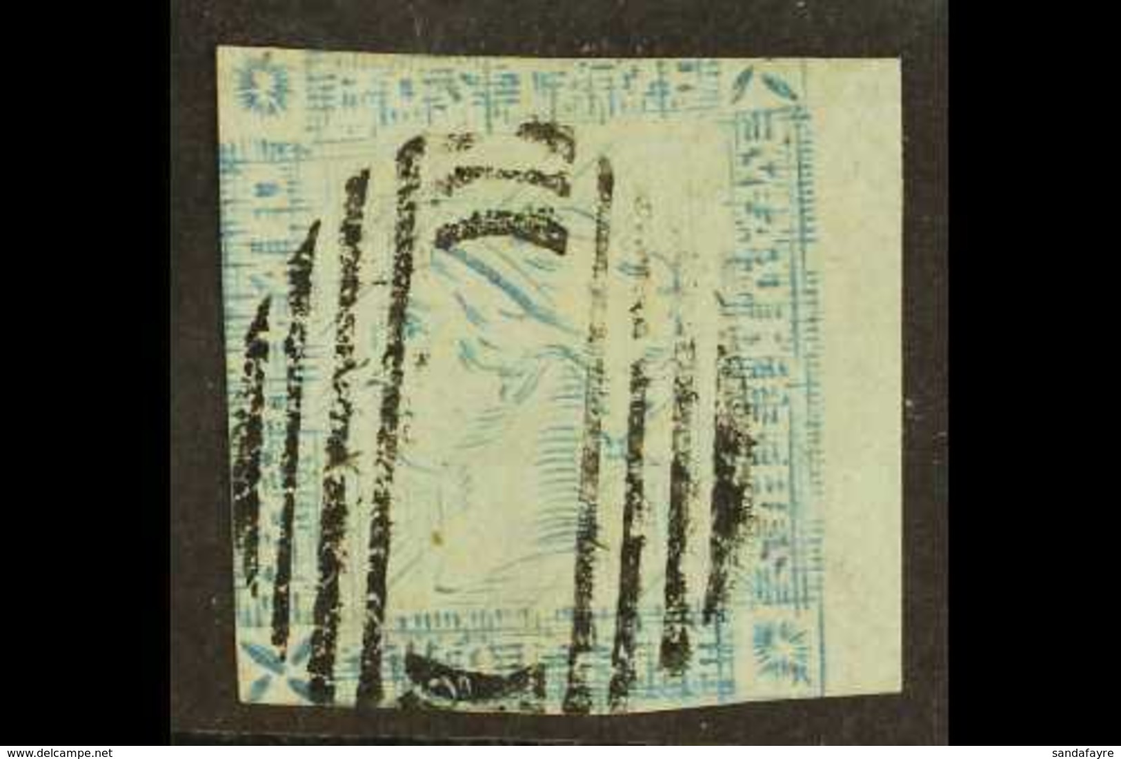 1859  2d Blue Lapirot Worn Impression, SG 39, Finely Used With Neat Postmark, Cut Into But Jumbo Margin At Right, Small  - Maurice (...-1967)
