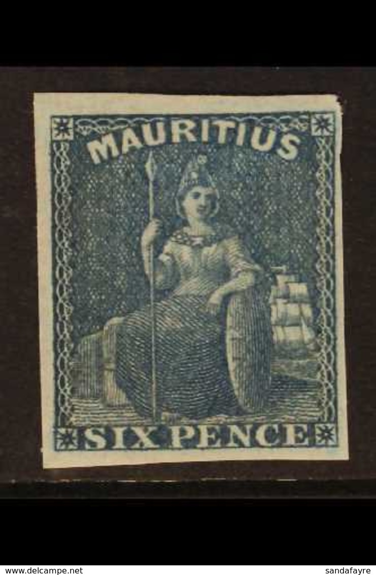1859-61  Imperf 6d Blue Britannia, SG 32, Lightly Hinged Mint With Original Gum, 4 Good To Large Margins. Fresh And Attr - Maurice (...-1967)