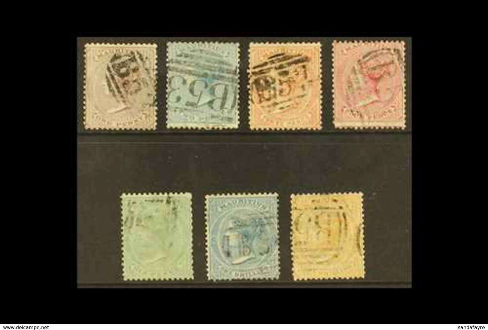 1863-72  GROUP Of Values To 1s Orange, Wmk Crown CC, SG 56, 59, 61a, 62, 65, 69, 70, Good To Fine Used (7 Stamps). For M - Maurice (...-1967)