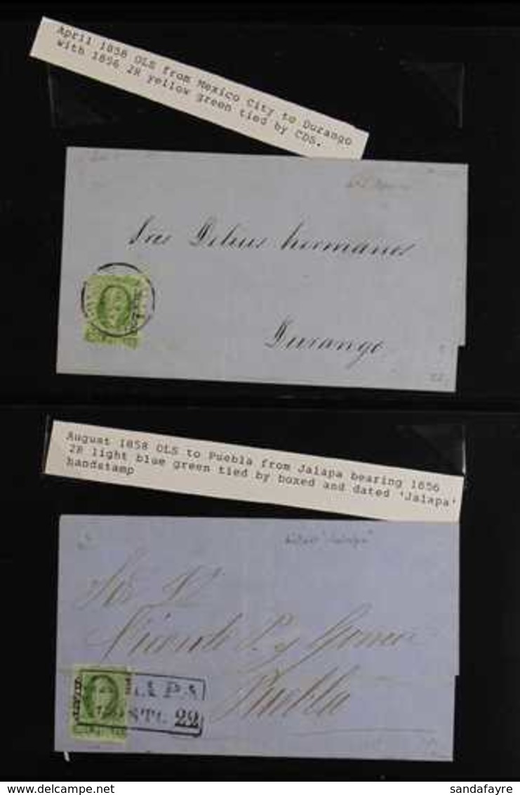 1858-1865 COVERS COLLECTION  All With 1856 Or 1861 Stamps. Note Several Covers Bearing 1856 2r Greens With Various Distr - Mexique