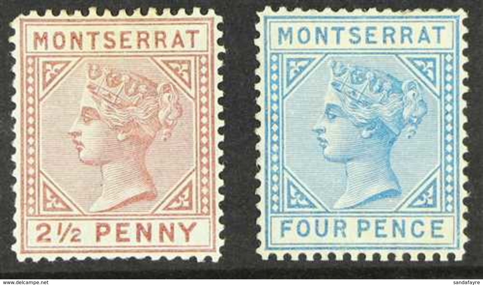1880  2½d Red-brown And 4d Blue "CC", SG 4/5, Mint With Partly 'sweated' Gum. (2 Stamps) For More Images, Please Visit H - Montserrat