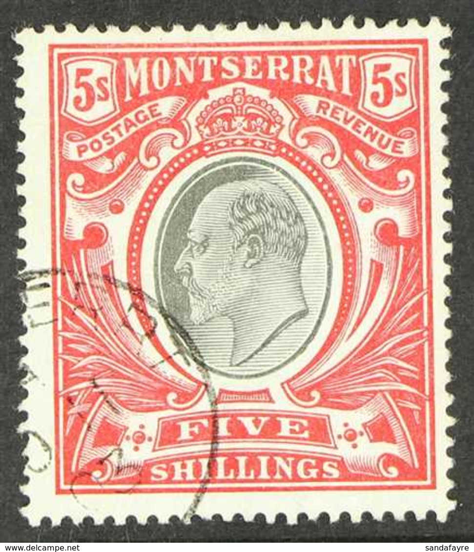 1903  5s Black And Scarlet, SG 23, Fine Nov. 1903 Corner Cds Used. For More Images, Please Visit Http://www.sandafayre.c - Montserrat