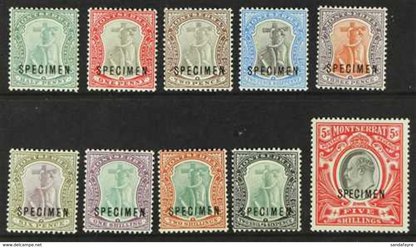 1903  Complete Set Overprinted "SPECIMEN", SG 14/23S, Mainly Fine Mint, The 2s To 5s Fine, Others With Hinge Or Mount Ma - Montserrat