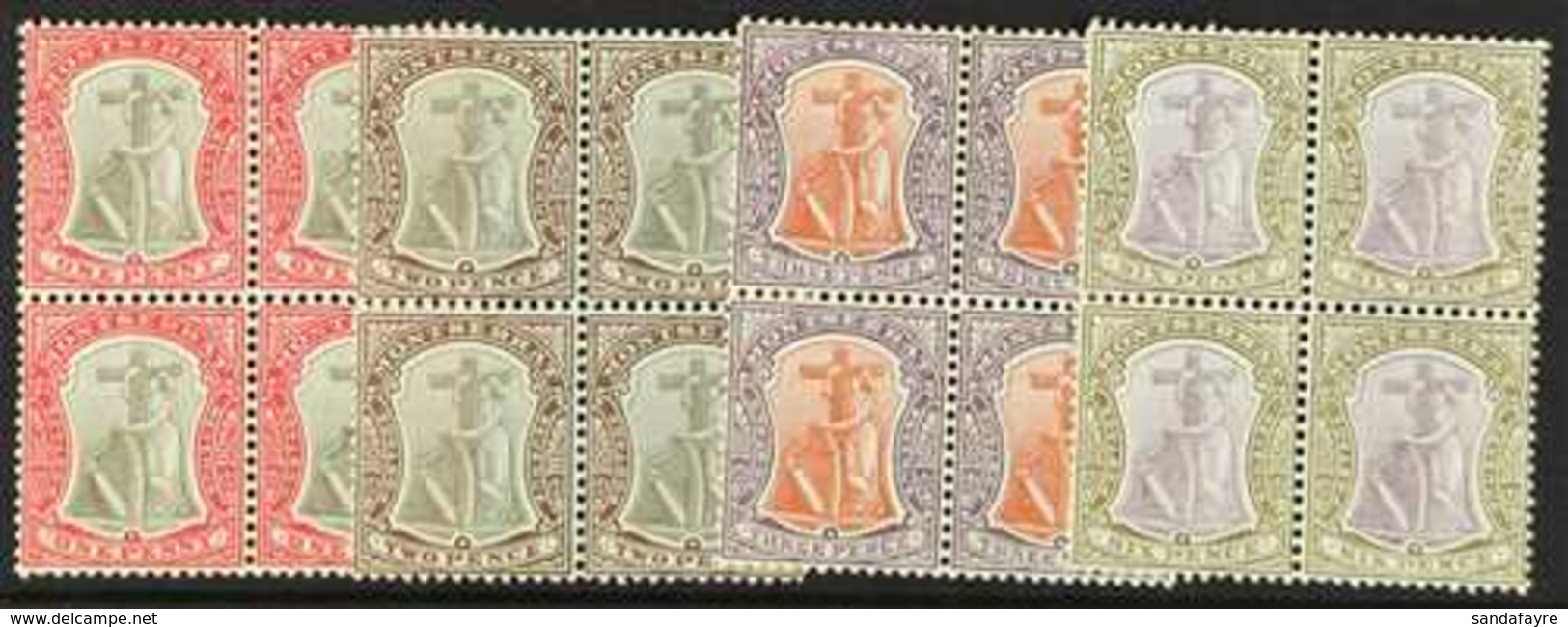 1904-08  1d, 2d, 3d And 6d, SG 25/26, 28/29, Fine Mint Or Nhm Blocks Of Four. (4 Blocks) For More Images, Please Visit H - Montserrat