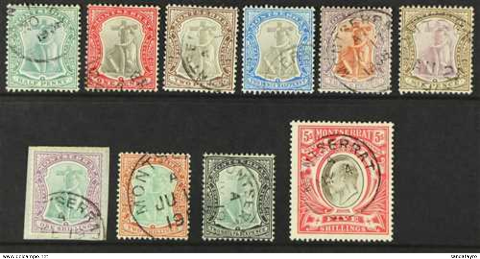 1904-08  Complete Set, SG 24/33, Superb Cds Used. (10 Stamps) For More Images, Please Visit Http://www.sandafayre.com/it - Montserrat