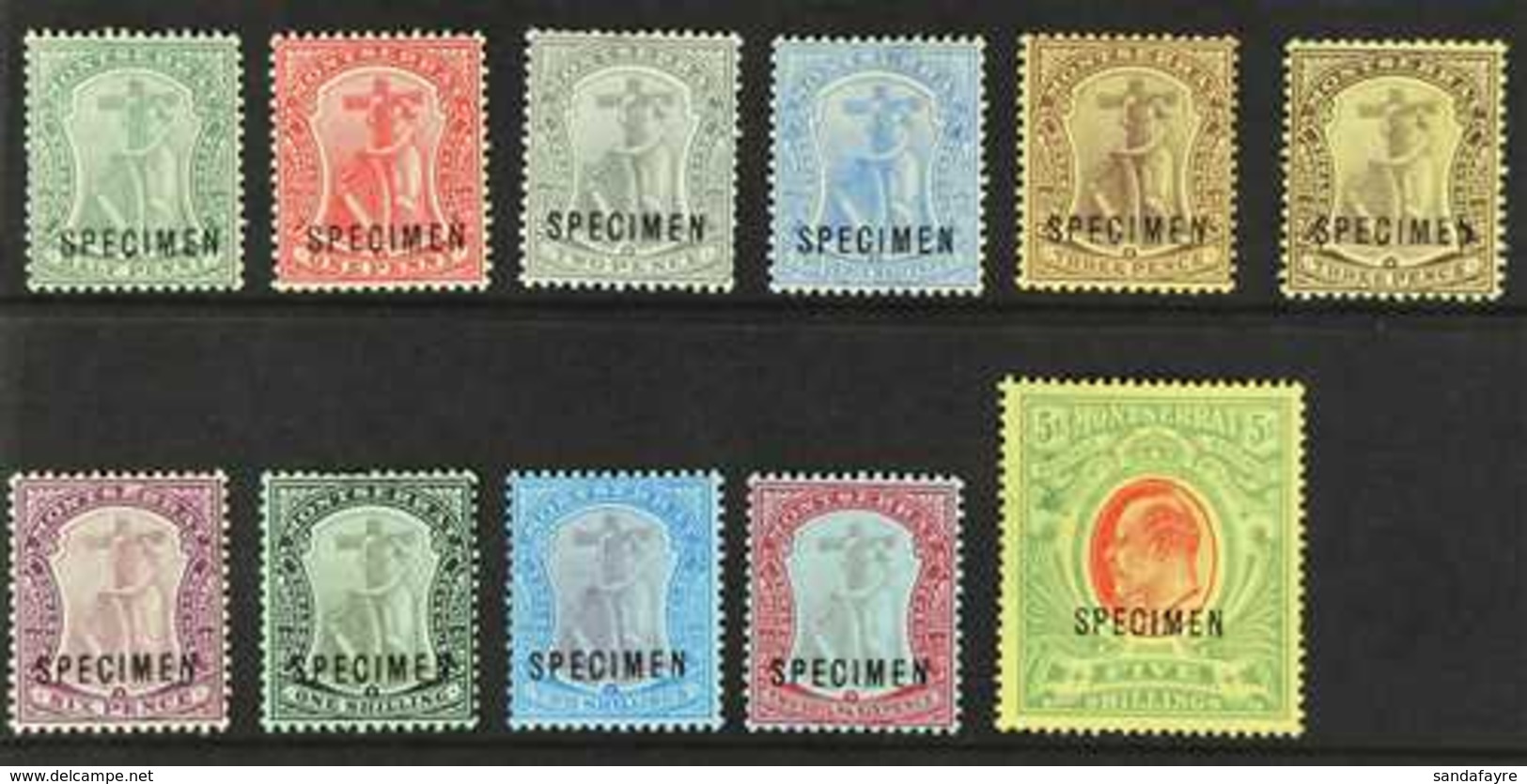 1908-14  Complete Set Overprinted "SPECIMEN", SG 35/47s, Plus 3d White Back, Fine Mint. (11 Stamps) For More Images, Ple - Montserrat