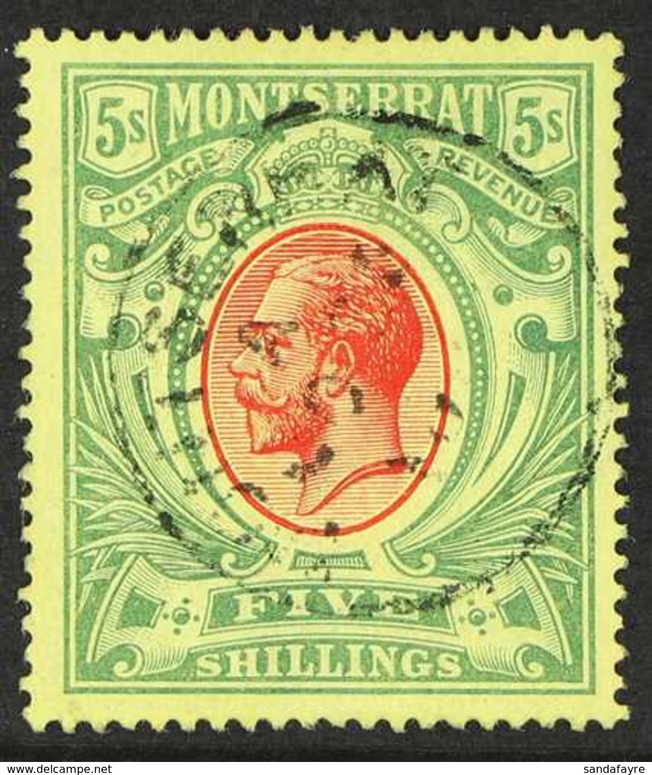 1914  5s Red And Green On Yellow, SG 48, Fine Cds Used. For More Images, Please Visit Http://www.sandafayre.com/itemdeta - Montserrat