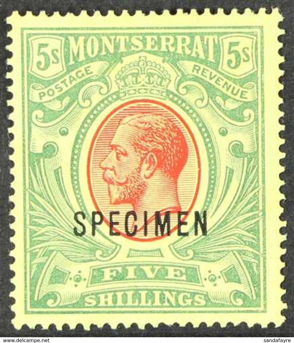 1914  5s Red And Green On Yellow, Overprinted "SPECIMEN", SG 48s, Fine Mint. For More Images, Please Visit Http://www.sa - Montserrat