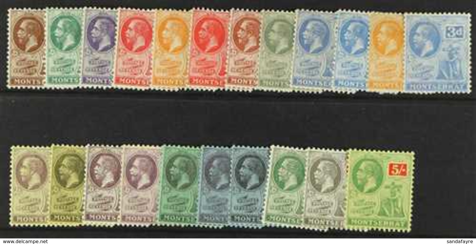 1922-29  Script Watermark Set Complete, SG 63/83, Plus 2½d Deep Bright Blue Shade, Fine Mint. (22 Stamps) For More Image - Montserrat