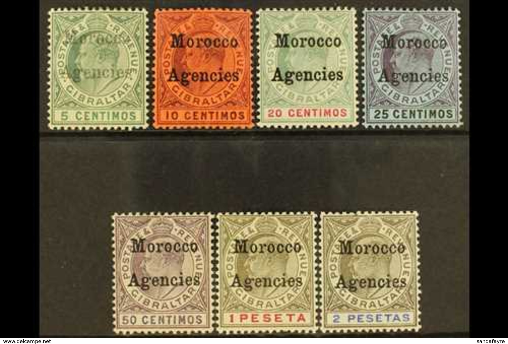 1903-05  Overprints On Gibraltar Complete Set, SG 17/23, Fine Mint. (7 Stamps) For More Images, Please Visit Http://www. - Andere & Zonder Classificatie