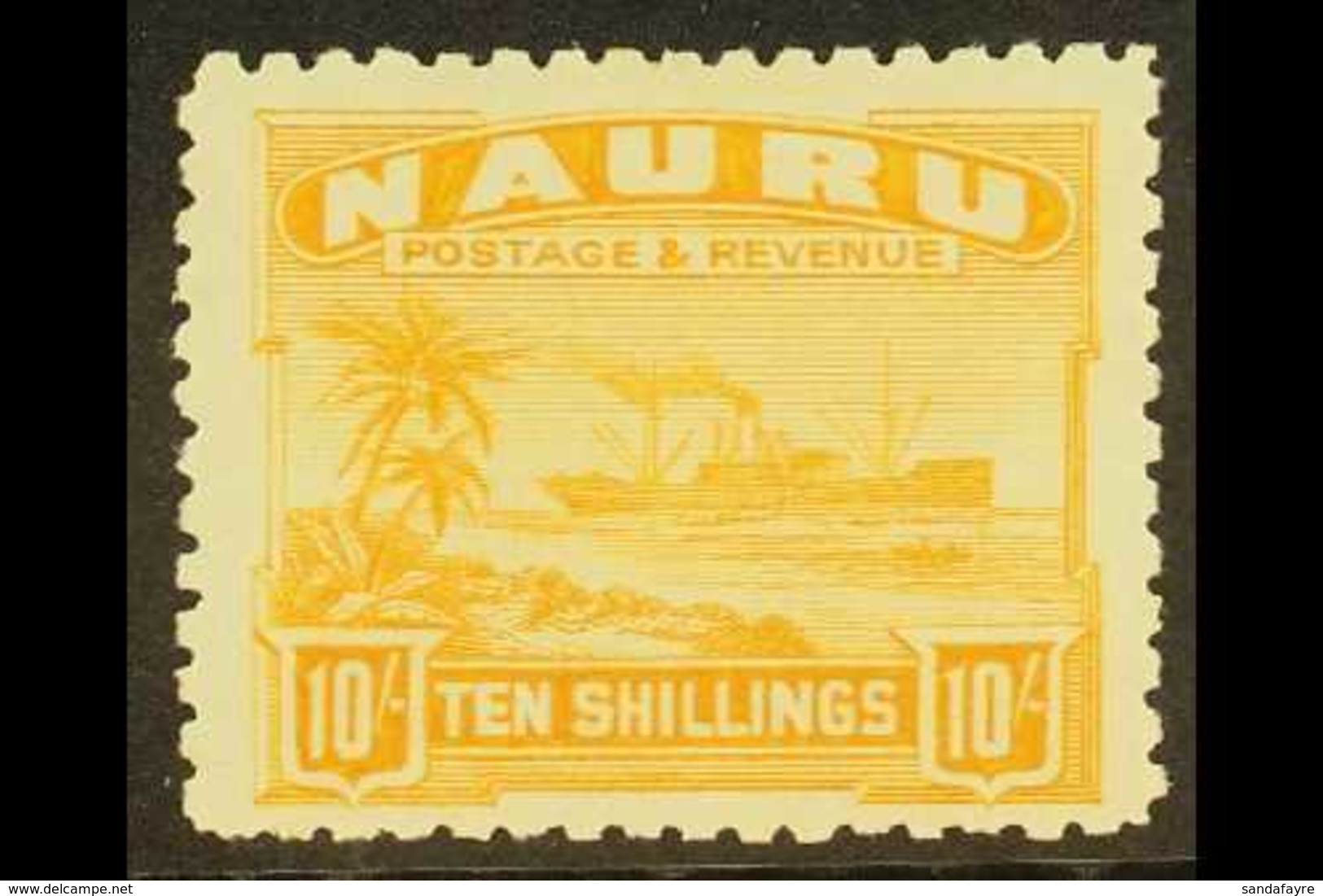 1924  10s Yellow On Rough Surfaced Paper, SG 39A, Very Fine And Fresh Mint. For More Images, Please Visit Http://www.san - Nauru