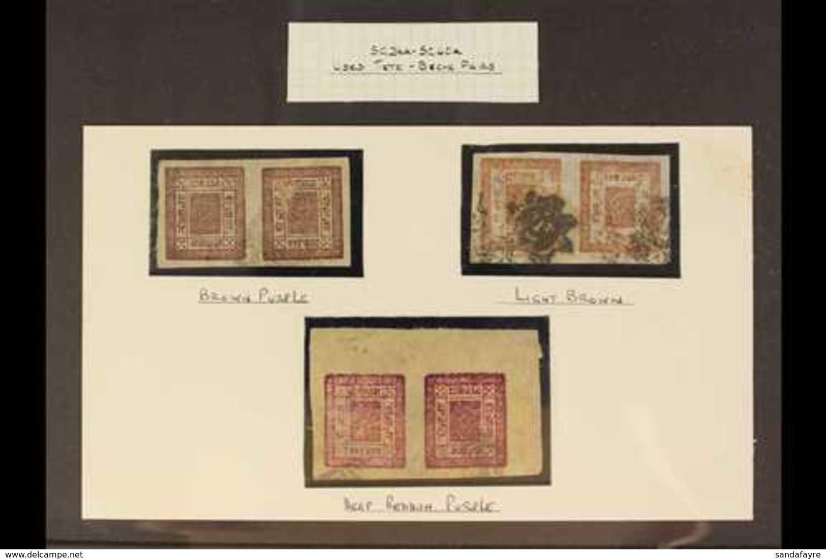 1917-30  2a Group Of Horizontal Tete-beche Pairs In Three Different Identified Shades: Brown-purple, Light Brown, And De - Népal