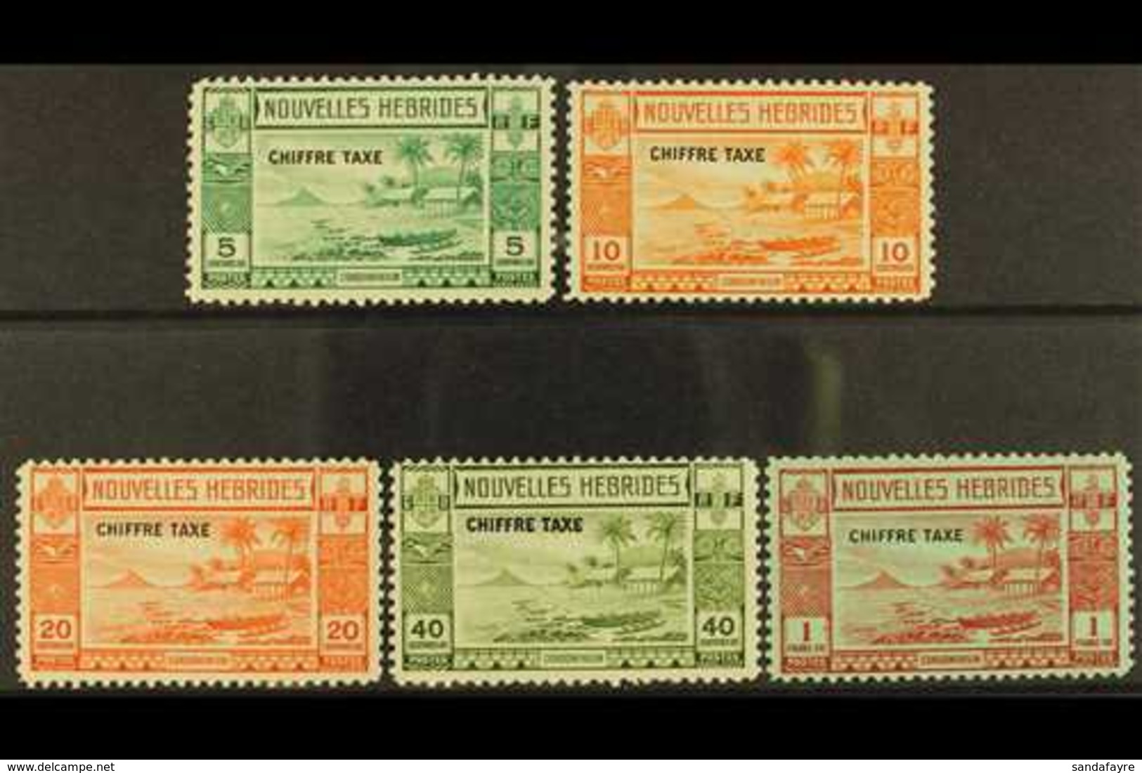 FRENCH  POSTAGE DUE. 1938 Gold Currency Opt'd Set, SG FD 65/69, Fine Mint (5 Stamps) For More Images, Please Visit Http: - Autres & Non Classés