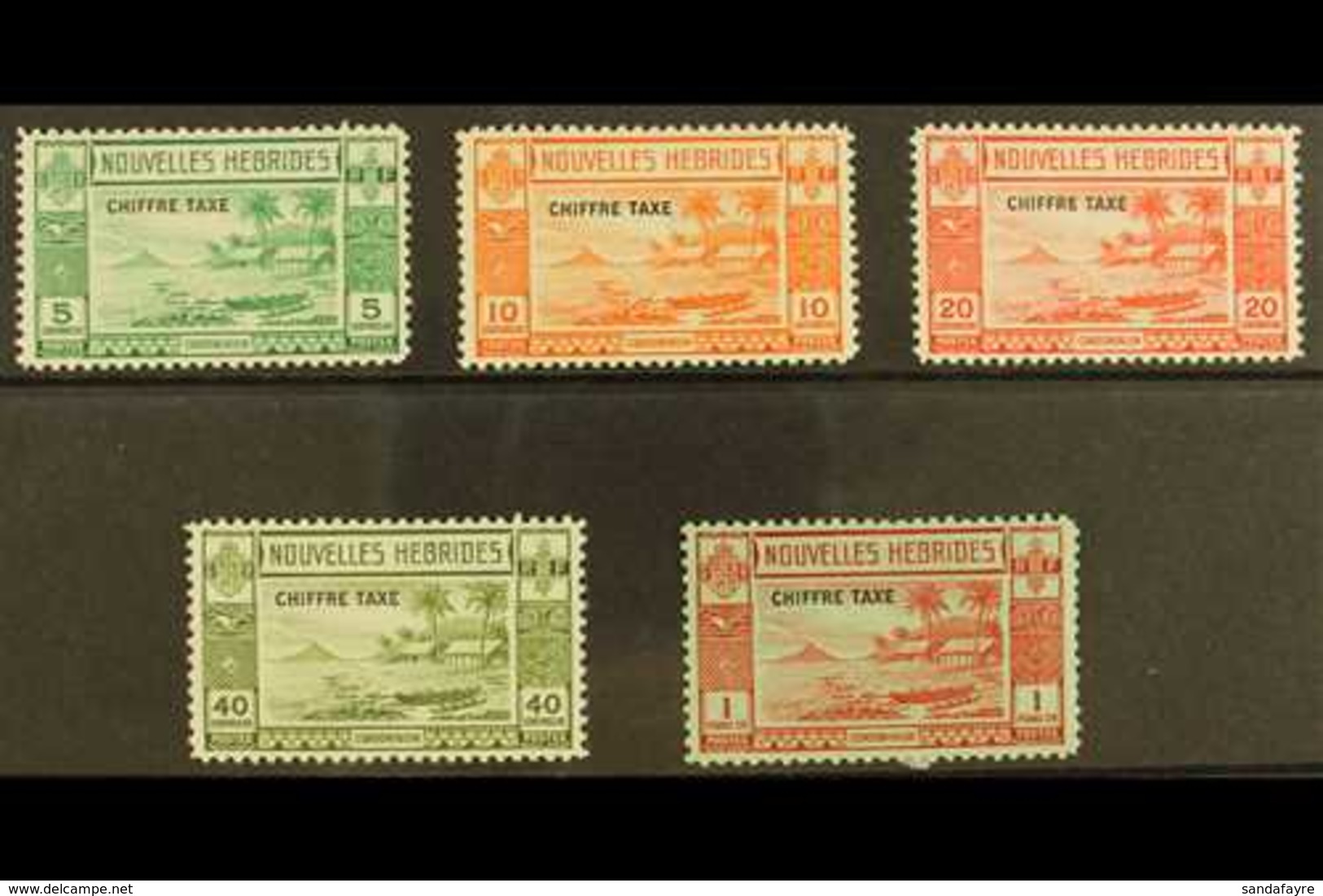 FRENCH: 1938 POSTAGE DUE  Set, SG FD 65/69, Fresh Mint, 1f With Hinge Thin. (5) For More Images, Please Visit Http://www - Autres & Non Classés