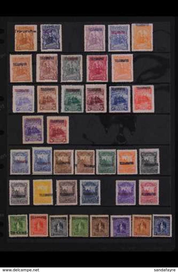 TELEGRAPHS  1891 TO 1949 MINT COLLECTION Presented On Stock Pages That Includes 1891 Black Handstamp On 1c Orange, 1891  - Nicaragua