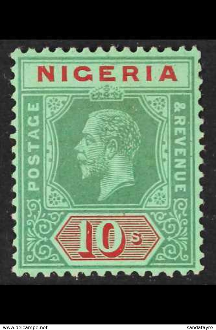 1914-29  10s Green & Red On Emerald (pale Olive Back), SG 11c, Fine Mint Part Og, Nice Centring, Very Fresh. For More Im - Nigeria (...-1960)