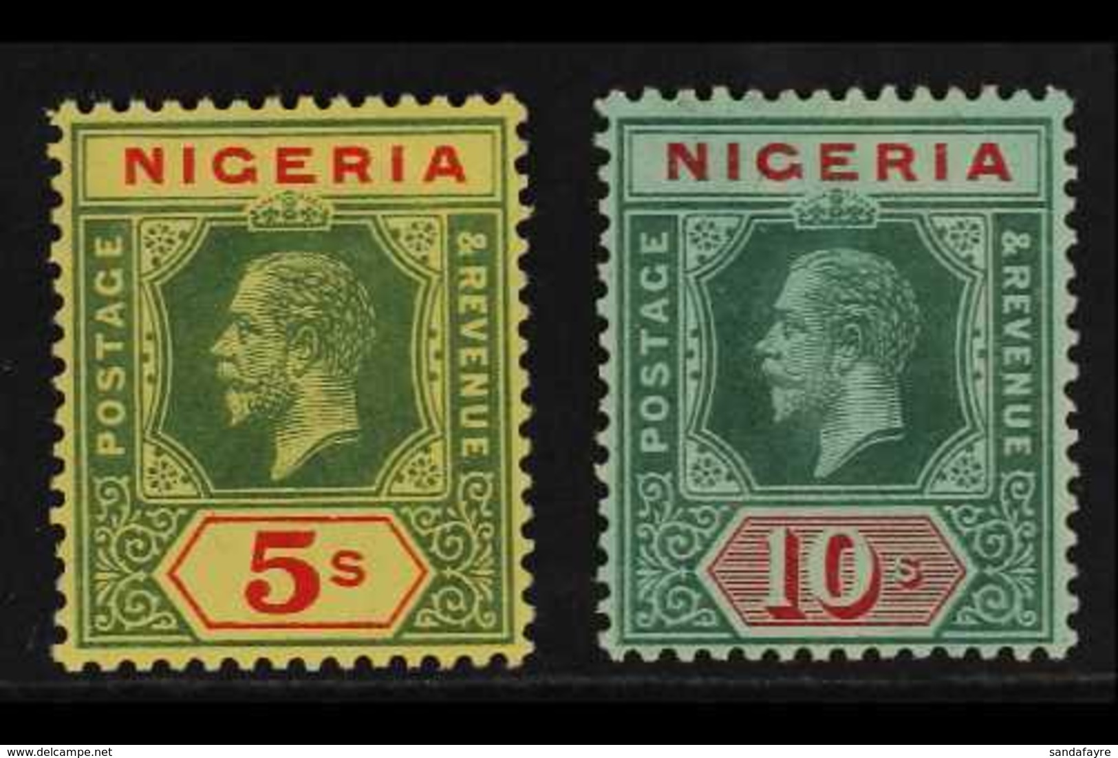 1914-29  5s Green & Red On Yellow And 10s Green & Red On Yellow Both With White Back, SG 10/11, Superb Mint, Very Fresh. - Nigeria (...-1960)