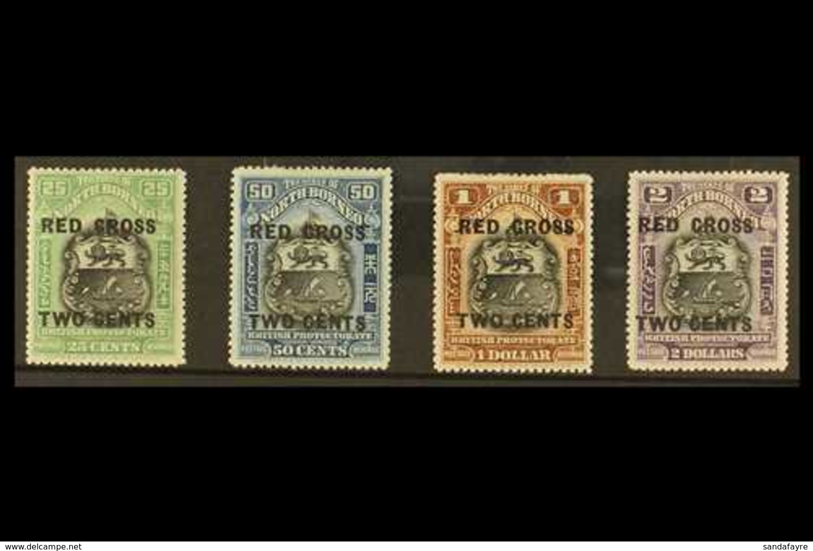 1918  Wide Spaced Surcharge Range Including "Two Cents" On 25c To "Two Cents" On $2, SG 229/232, Very Fine Mint (4 Stamp - Bornéo Du Nord (...-1963)