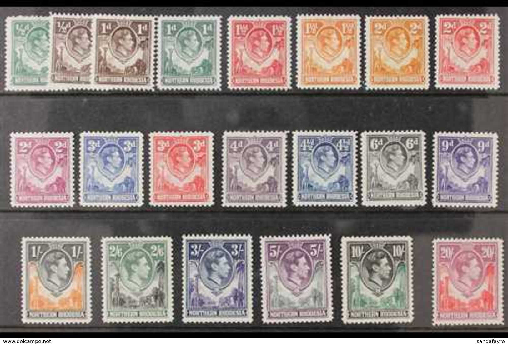 1938-52  Complete Definitive Set, SG 25/45, Very Fine Mint. (21 Stamps) For More Images, Please Visit Http://www.sandafa - Northern Rhodesia (...-1963)