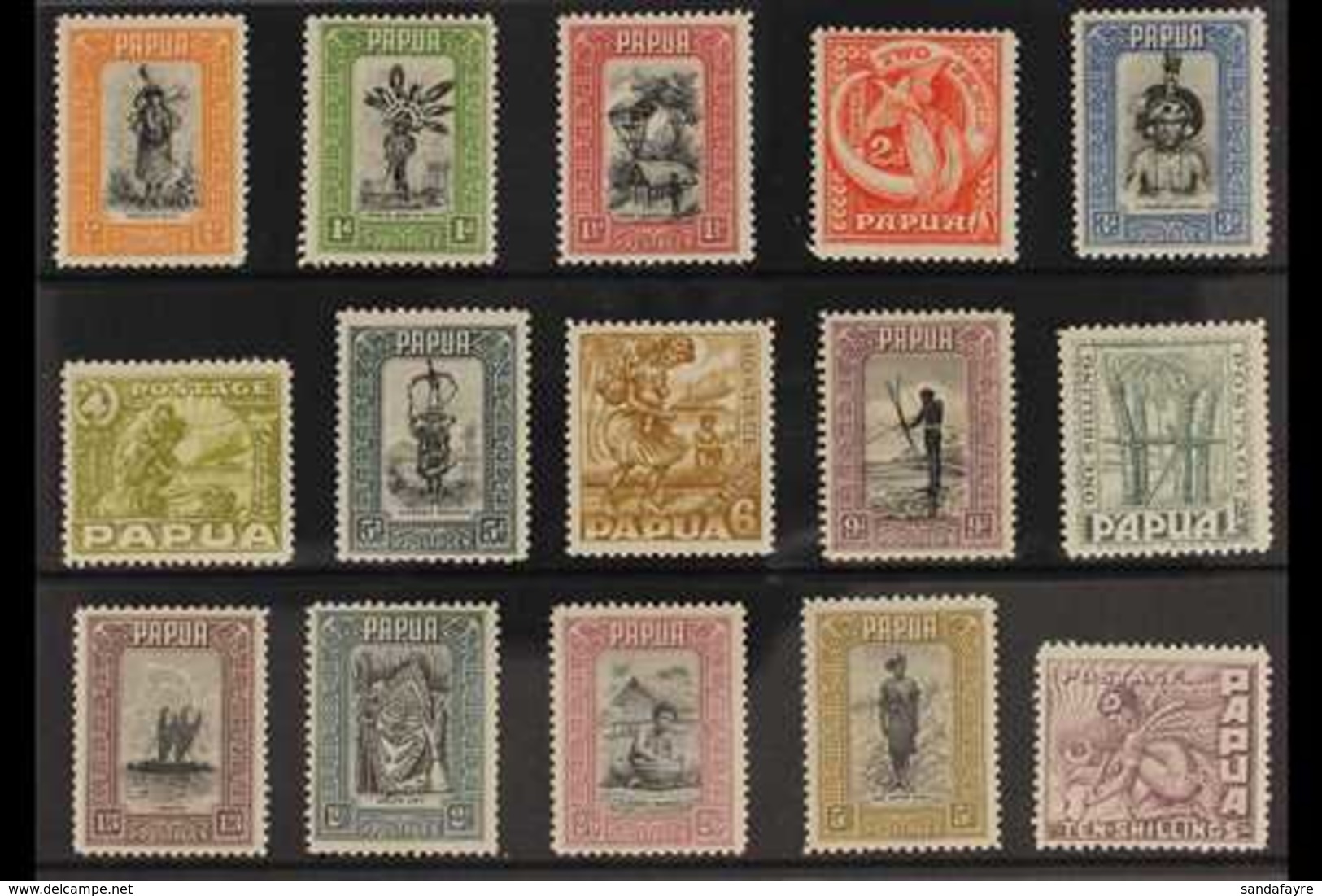 1932  Pictorial Definitives Set To 10s, SG 130/44, Fine Lightly Hinged Mint. (15 Stamps) For More Images, Please Visit H - Papouasie-Nouvelle-Guinée