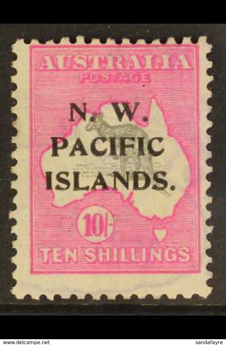NWPI  1918-22 10s Grey & Bright Pink Roo Watermark W6 Overprint, SG 117, Fine Used With Light Oval Radio Station Cancels - Papoea-Nieuw-Guinea