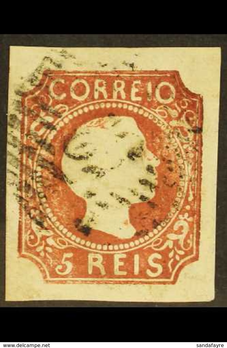 1855  5r Orange Brown, Worn Plate Straight Hair, Imperf, SG 10a, Superb Frontal Appearance But Horizontal Crease. Rare A - Autres & Non Classés