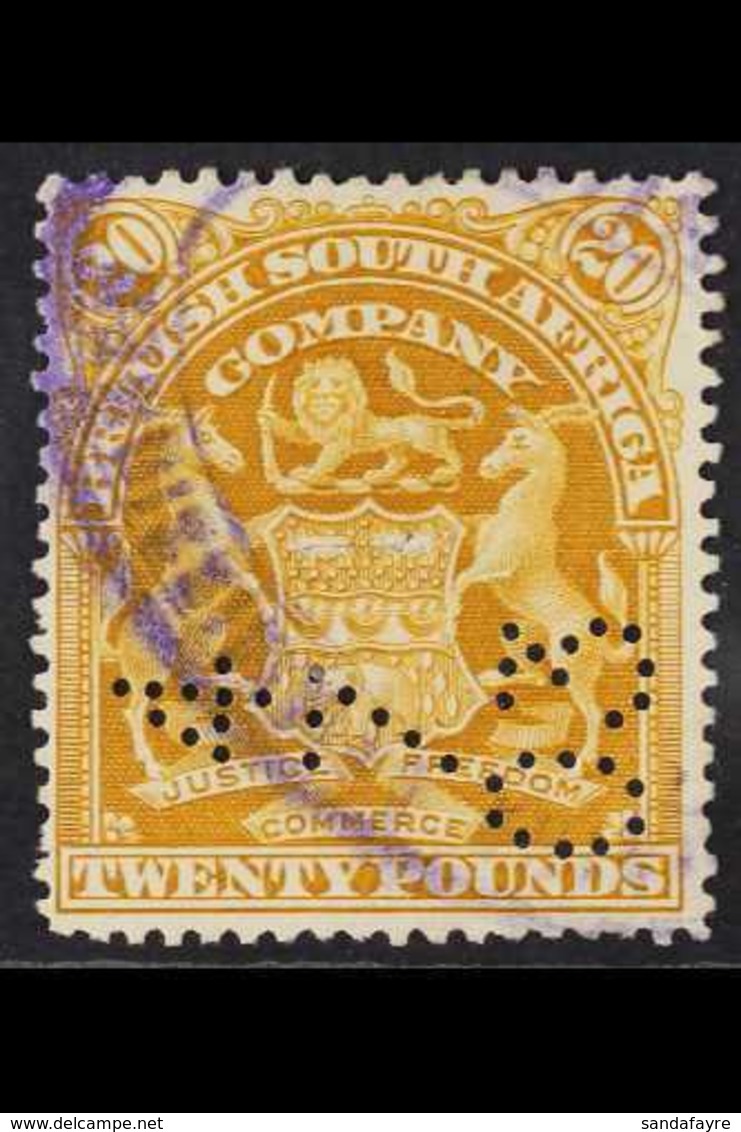 1898  £20 Yellow Bistre, Arms, SG 93a, Fine Used, (Fiscal Cancel). For More Images, Please Visit Http://www.sandafayre.c - Autres & Non Classés