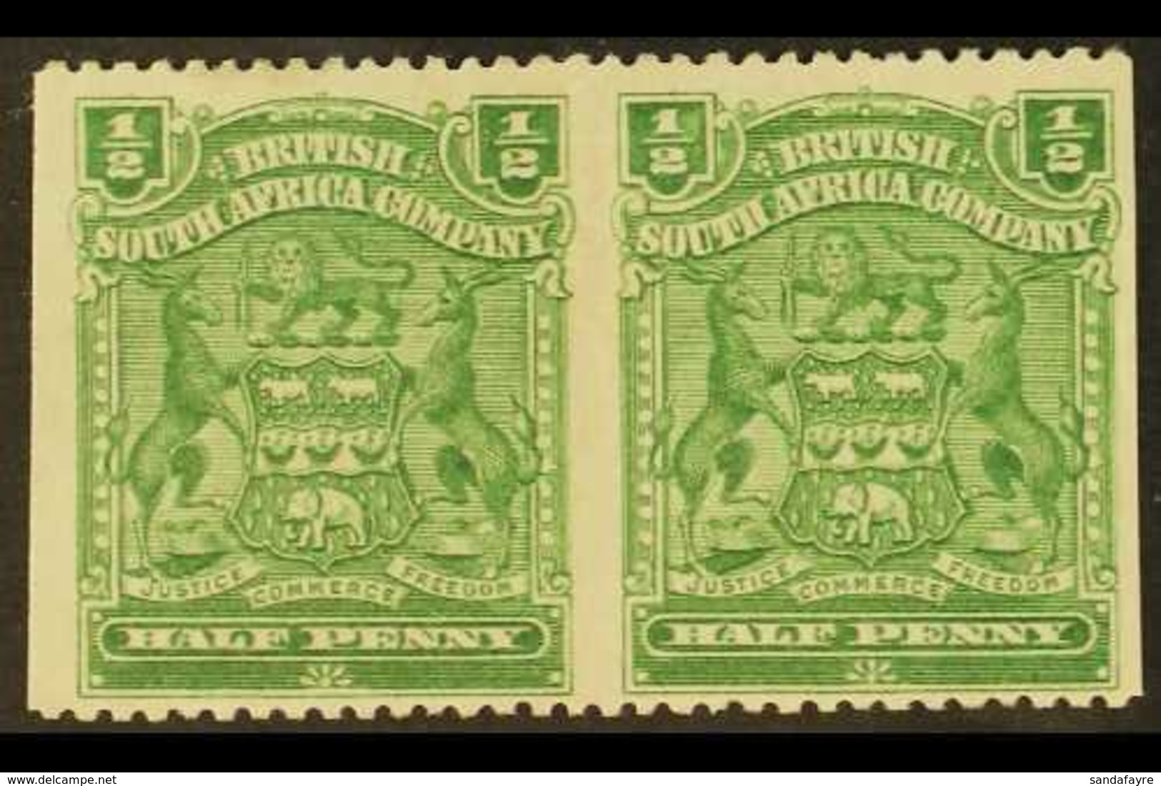 1898  ½d Yellow Green, Horizontal Pair, Variety "imperf Between", SG 75aa, Very Fine Mint. For More Images, Please Visit - Andere & Zonder Classificatie