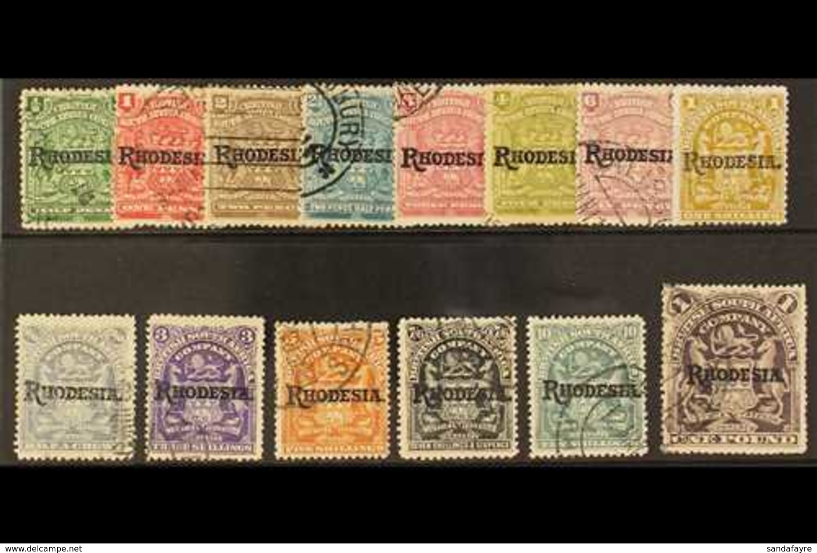 1909-12  Arms defins ovptd "RHODESIA" Complete Set, SG 100/13, Good To Fine Used (14 Stamps). For More Images, Please Vi - Autres & Non Classés