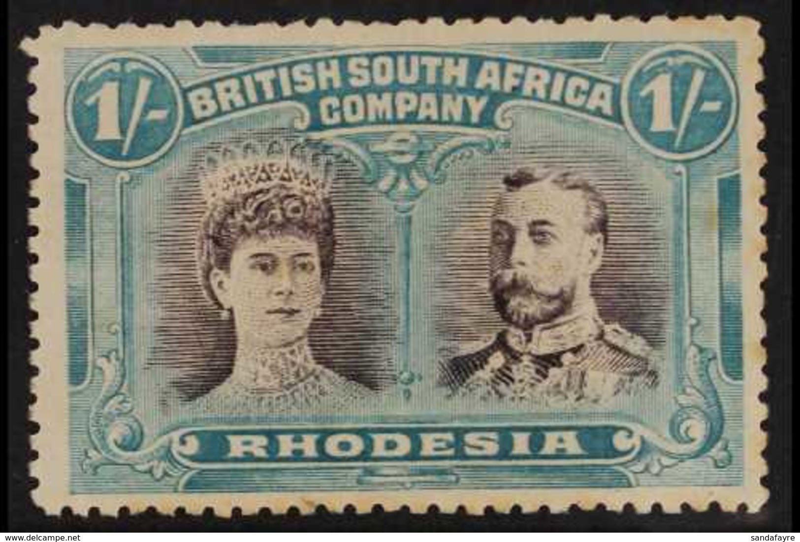 1910-13  1s Purple-black And Blue-green Perf 14 With "Kings Curl" Variety (position 46), SG 152a, Mint With Slightly Nib - Andere & Zonder Classificatie