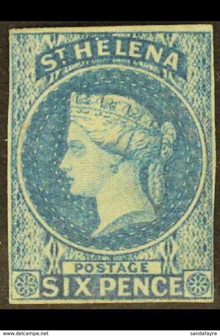 1856  Imperf 6d Blue, SG 1, Four Margins (close But Clear At Lower Right), Fine Mint With Original Gum. For More Images, - Sainte-Hélène