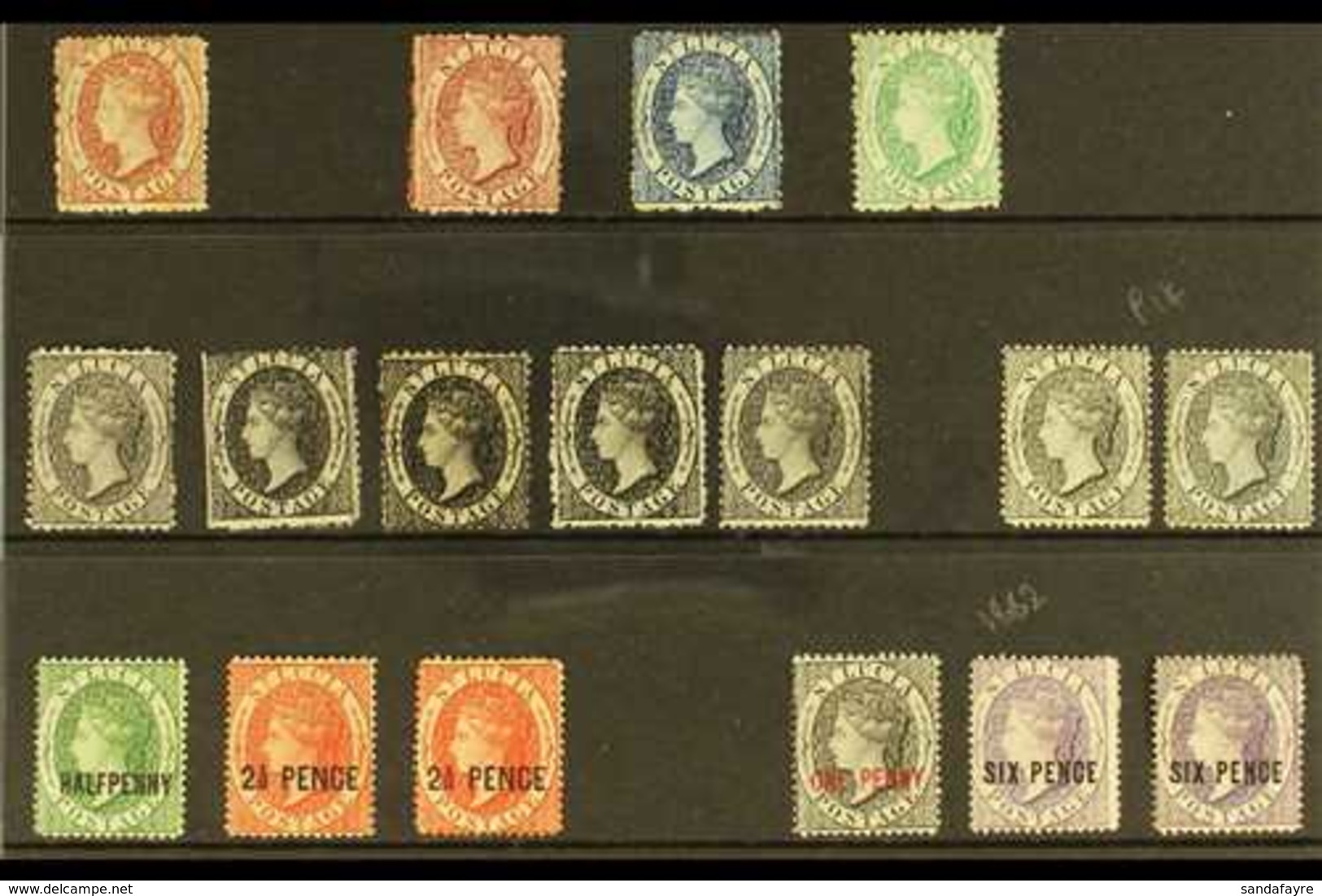 1860-1884 "EARLIES" MINT COLLECTION.  A Delightful Selection Of First Types Presented On A Stock Card That Includes 1860 - St.Lucia (...-1978)