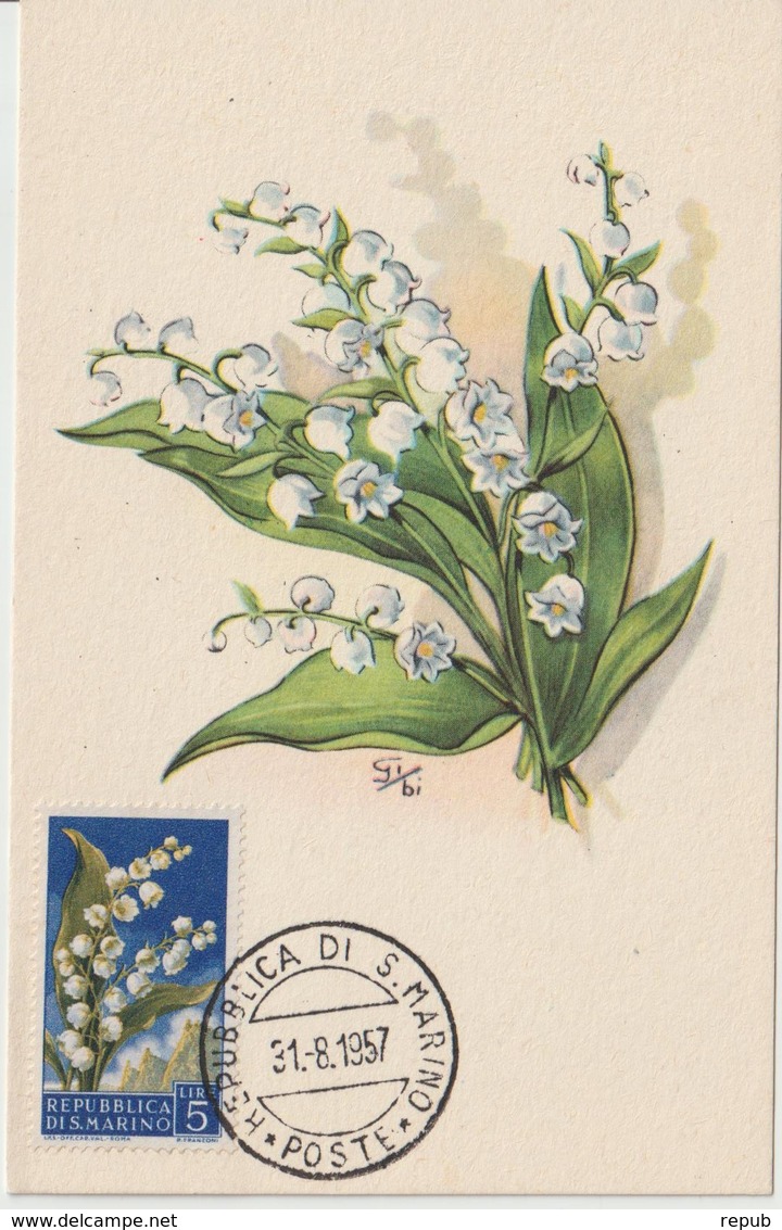 Saint Marin Carte Maximum Fleurs 1957 Muguet 431 - Lettres & Documents