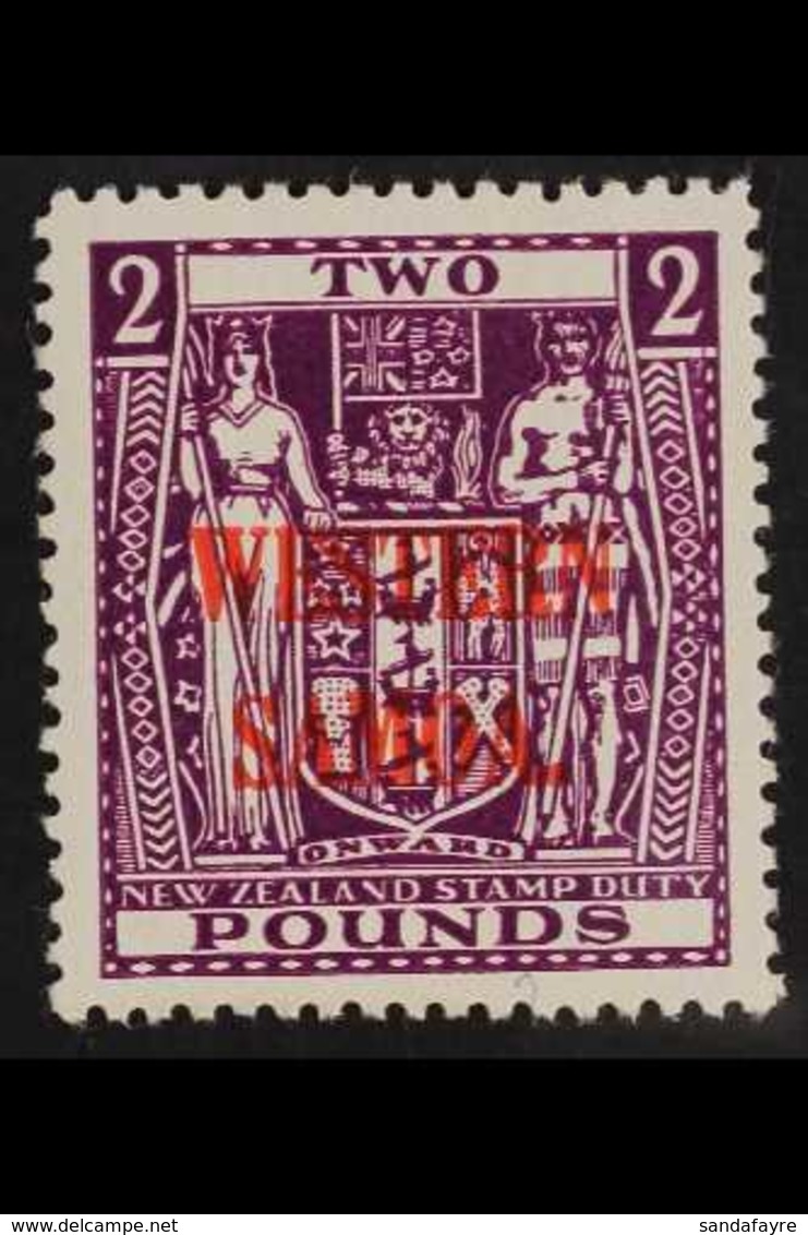 POSTAL FISCAL  1947 "Arms" £2 Bright Purple, SG 212, Very Fine Mint. For More Images, Please Visit Http://www.sandafayre - Samoa