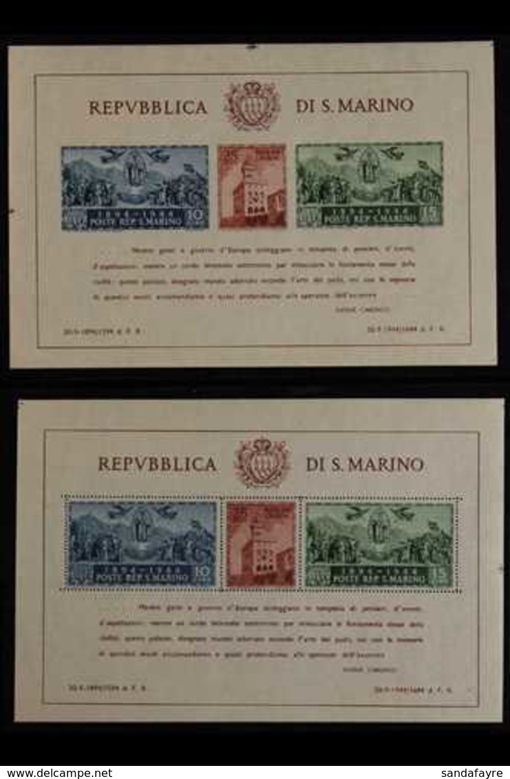 1938  Lincoln Both Mini-sheets And 1945 Palace Both Perf & Imperf Mini-sheets (Sassone Blocks 2/3 & 6/7, SG MS232a/b & M - Other & Unclassified
