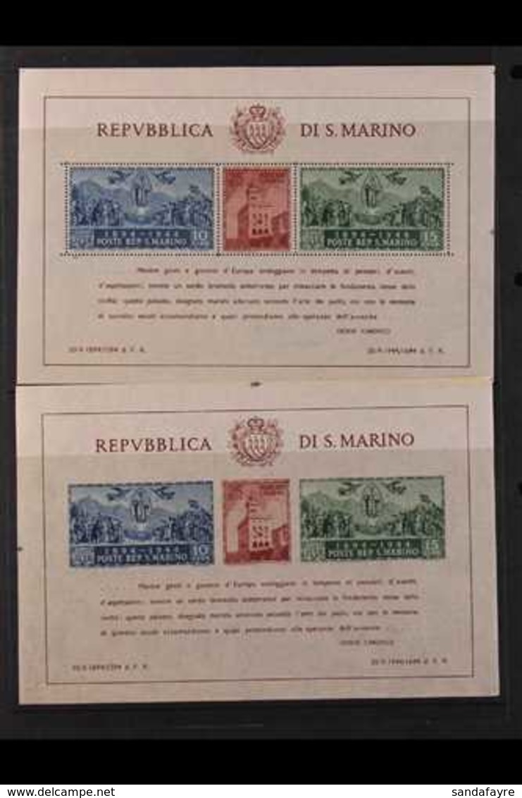 1945  Government Palace Both Perf & Imperf Mini-sheets (Sassone Blocks 6/7, SG MS308a), Never Hinged Mint, Fresh. (2 M/S - Autres & Non Classés